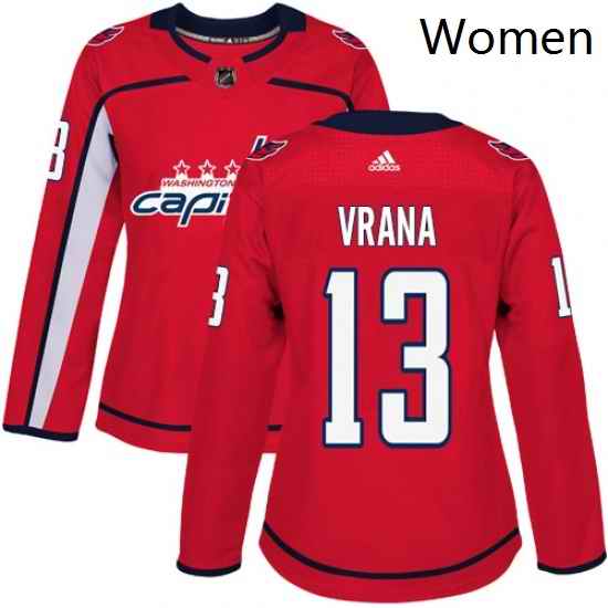 Womens Adidas Washington Capitals 13 Jakub Vrana Authentic Red Home NHL Jersey